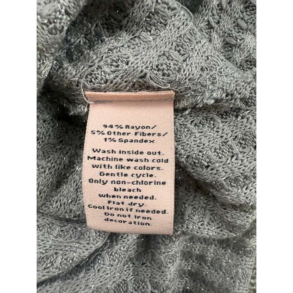 Juicy Couture Knit Top Women L Gray V Neck Long Sleeve Waffle Knit Pullover - Picture 8 of 9